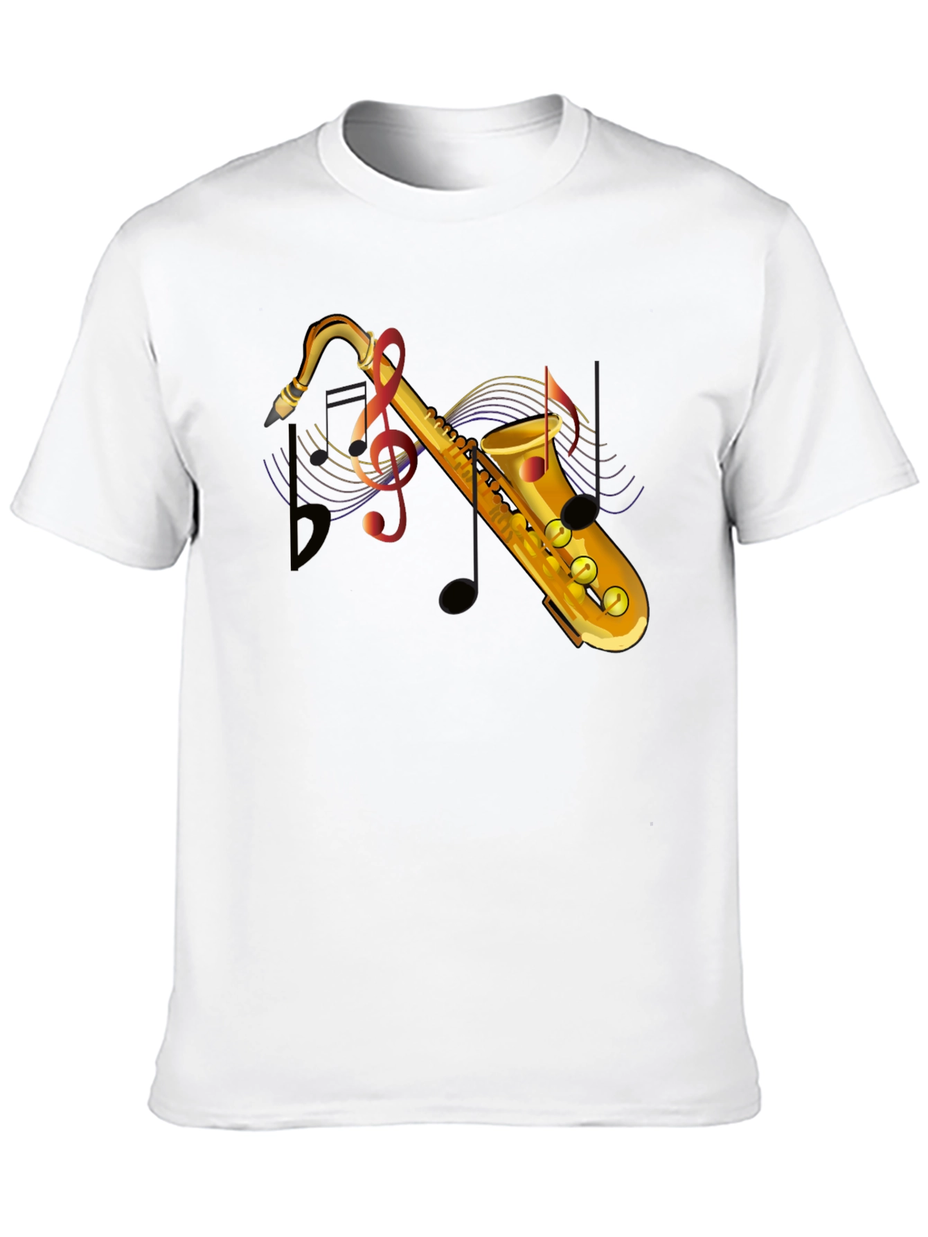 Camiseta Negra con Diseño de Saxofón Musical