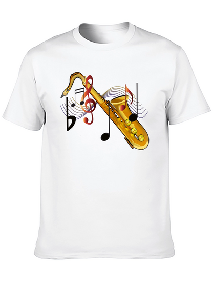 Camiseta Negra con Diseño de Saxofón Musical