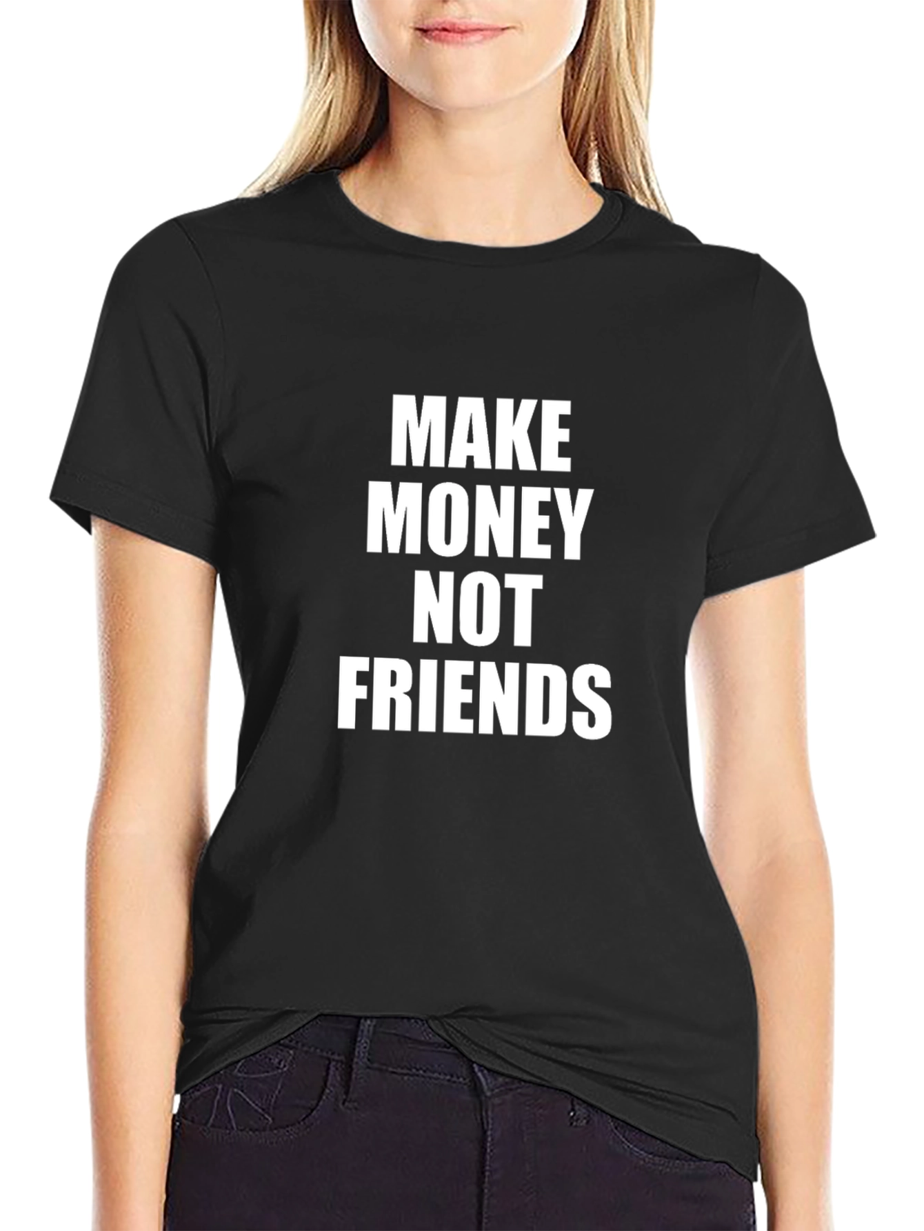 Camiseta Negra: Haz Dinero No Amigos