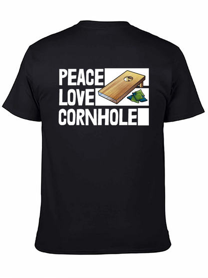 Camiseta Negra Peace Love Cornhole