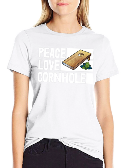 Camiseta Negra Peace Love Cornhole