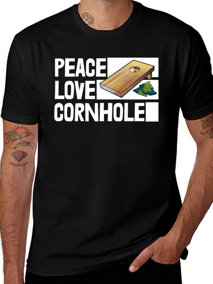 Camiseta Negra Peace Love Cornhole
