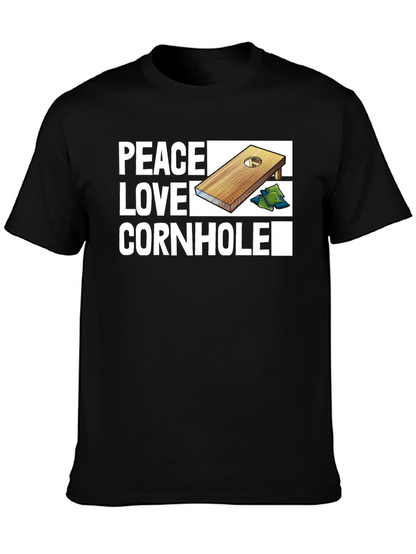 Camiseta Negra Peace Love Cornhole