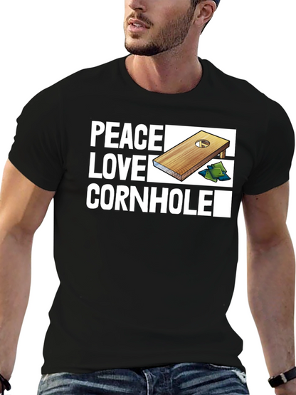Camiseta Negra Peace Love Cornhole