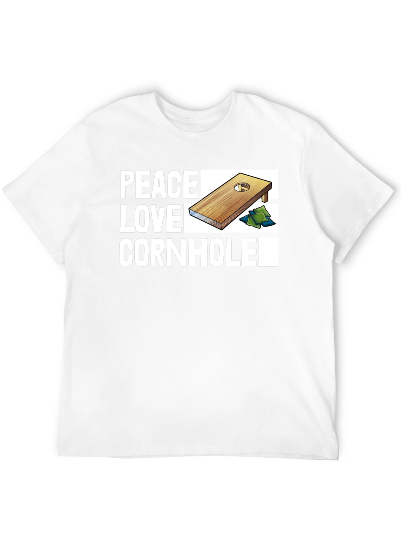 Camiseta Negra Peace Love Cornhole