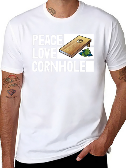 Camiseta Negra Peace Love Cornhole
