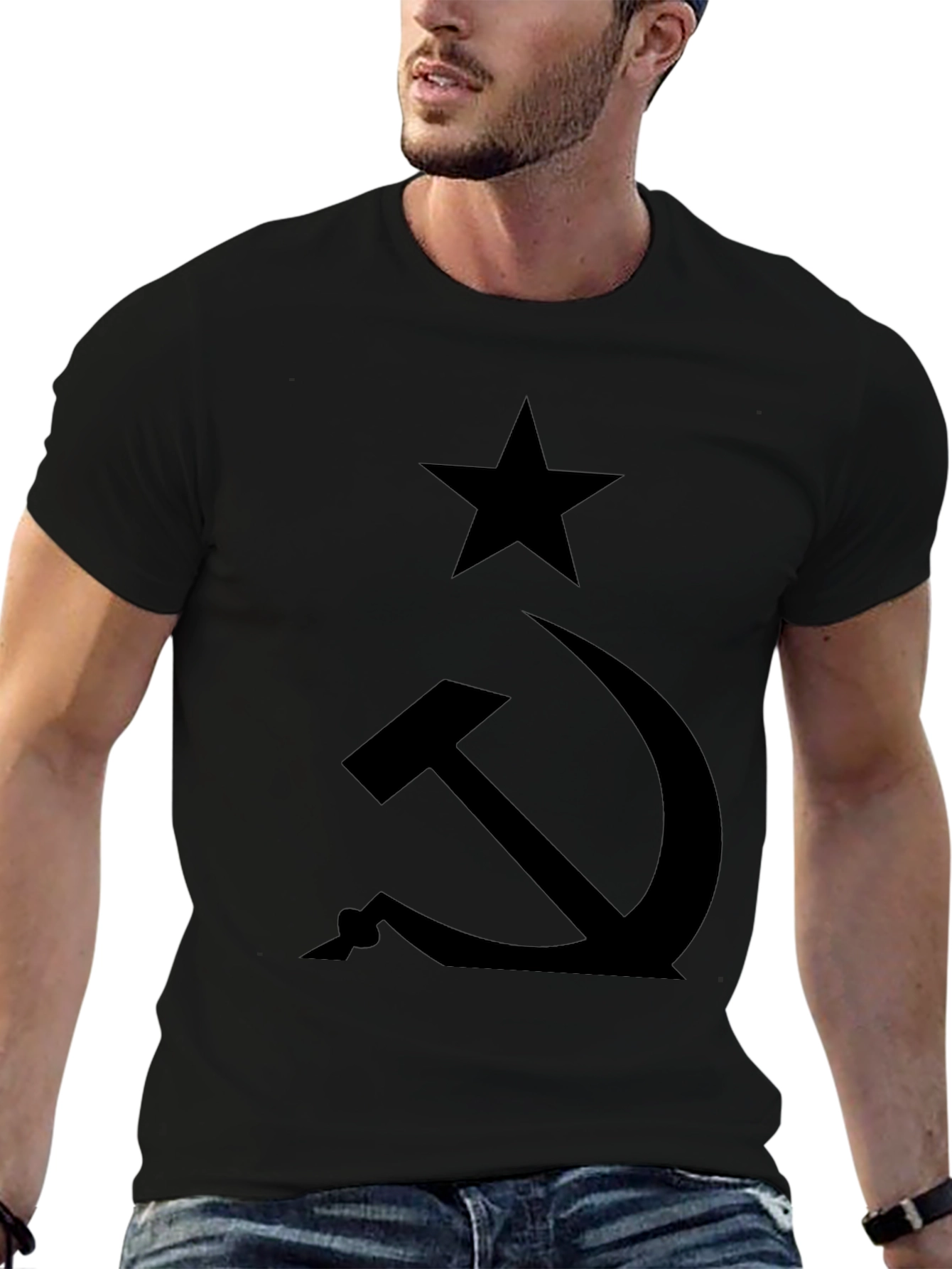 Camiseta Negra Comunista: Estrella y Hoz
