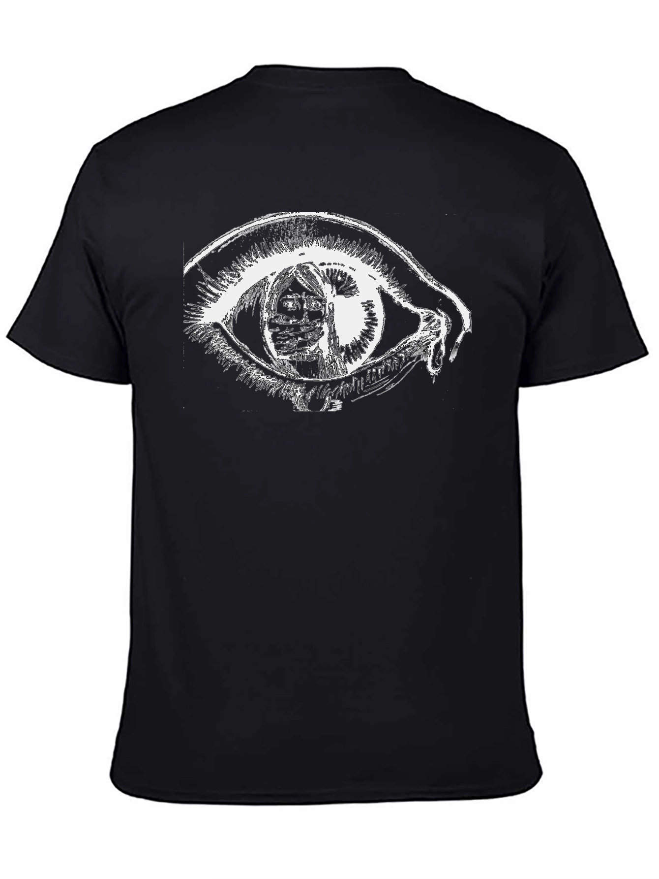 Camiseta Negra con Diseño de Ojo Intenso