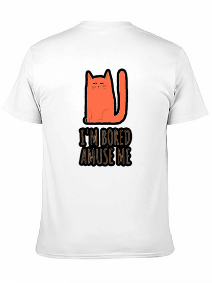 Camiseta Negra con Gato Naranja Estoy Aburrido Diviérteme