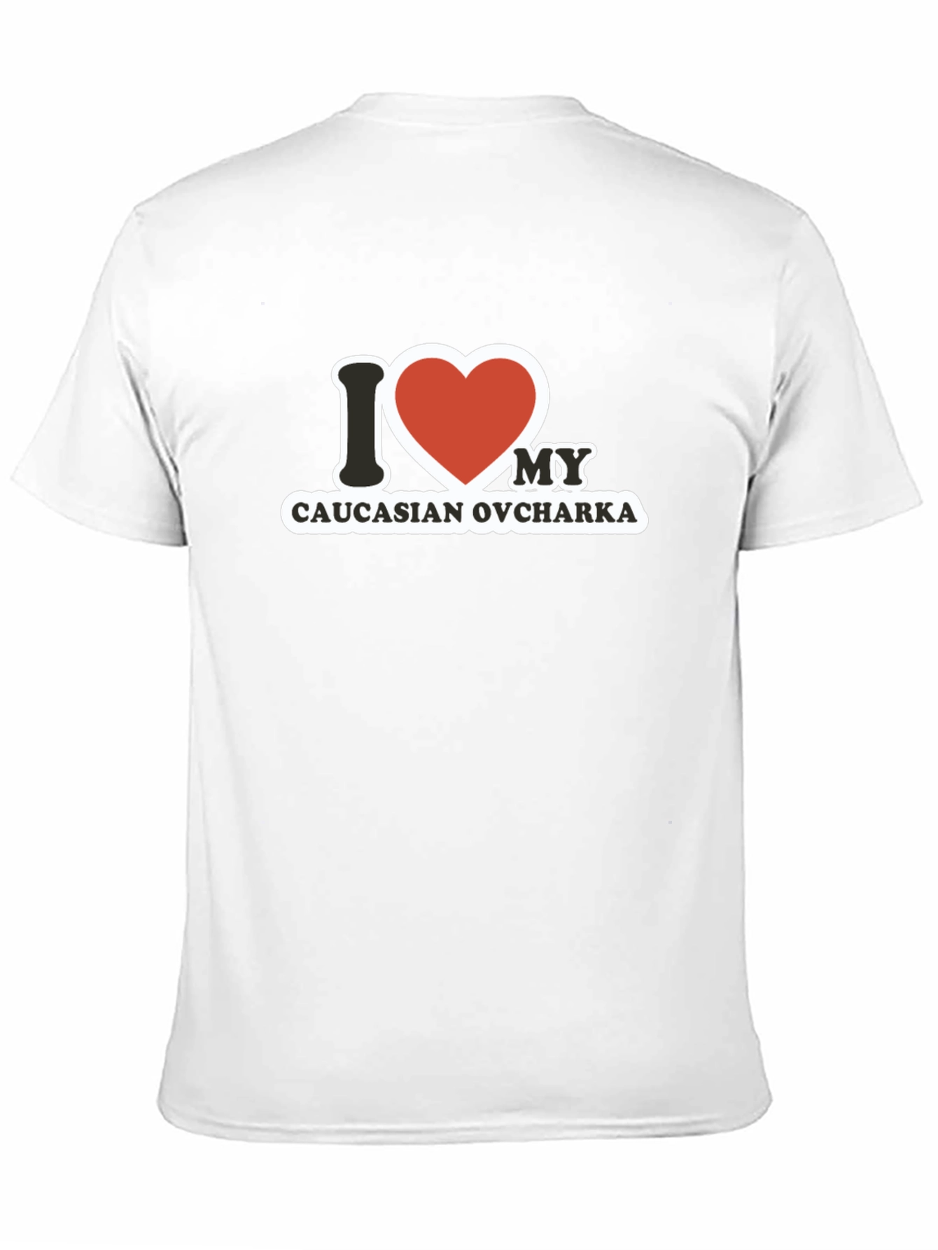 Camiseta Negra con Diseño I Love Caucasian Ovcharka