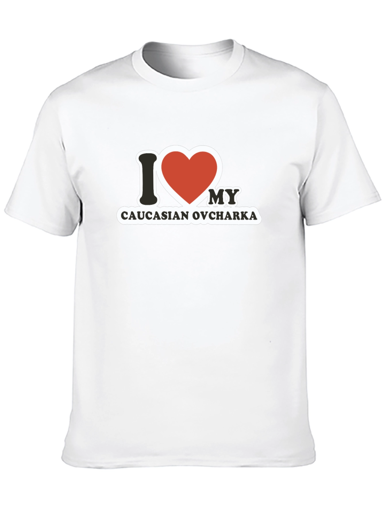 Camiseta Negra con Diseño I Love Caucasian Ovcharka