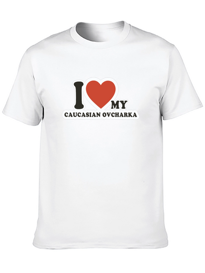 Camiseta Negra con Diseño I Love Caucasian Ovcharka
