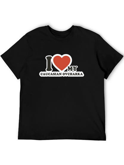 Camiseta Negra con Diseño I Love Caucasian Ovcharka