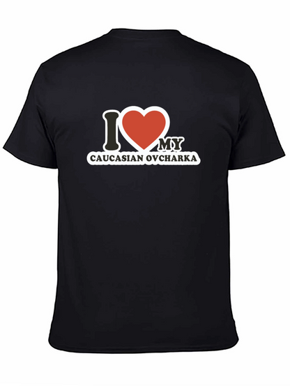 Camiseta Negra con Diseño I Love Caucasian Ovcharka