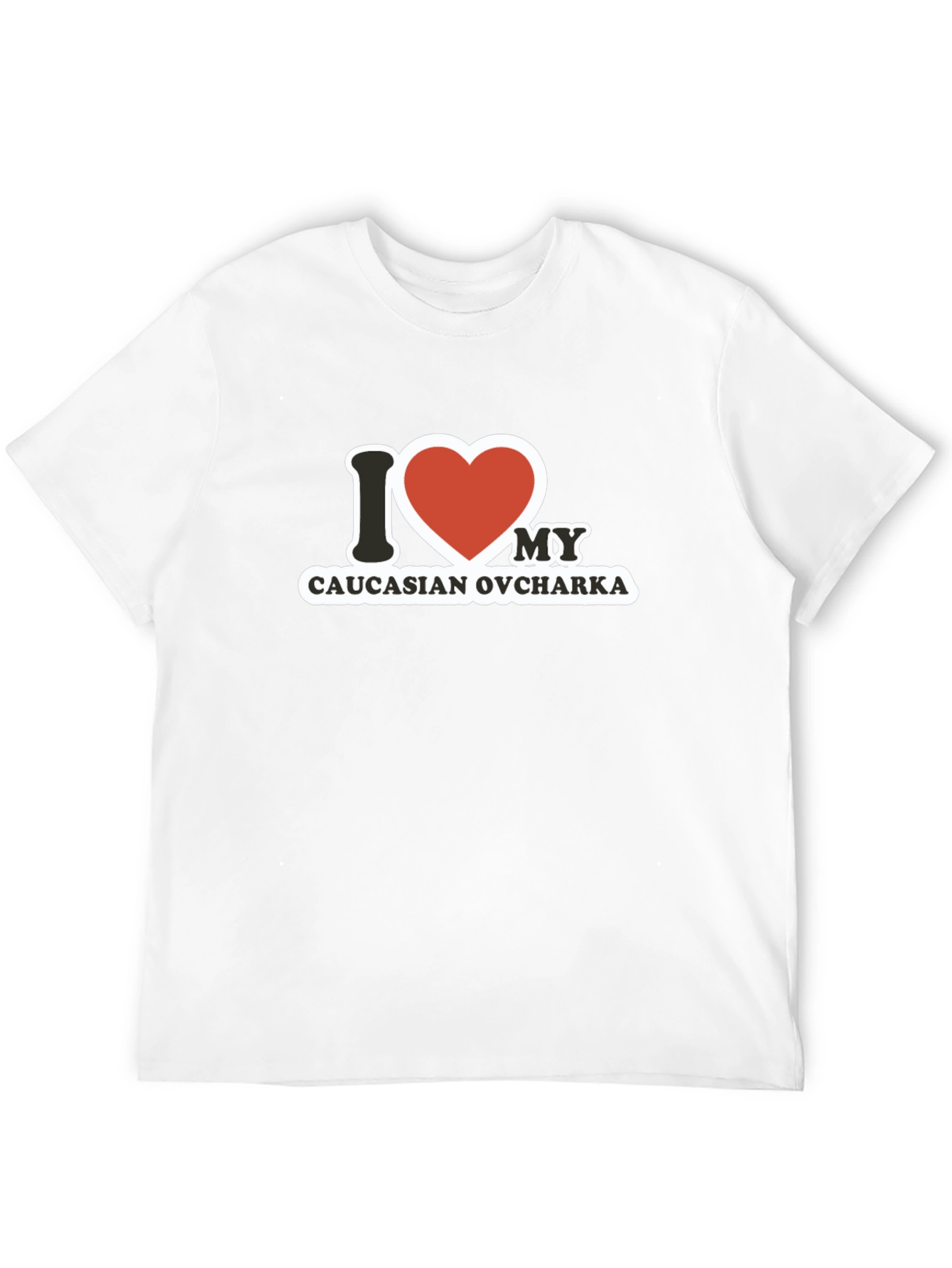 Camiseta Negra con Diseño I Love Caucasian Ovcharka