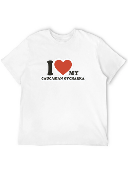 Camiseta Negra con Diseño I Love Caucasian Ovcharka