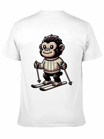 Camiseta Negra con Mono Esquiador Divertido