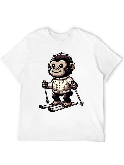 Camiseta Negra con Mono Esquiador Divertido