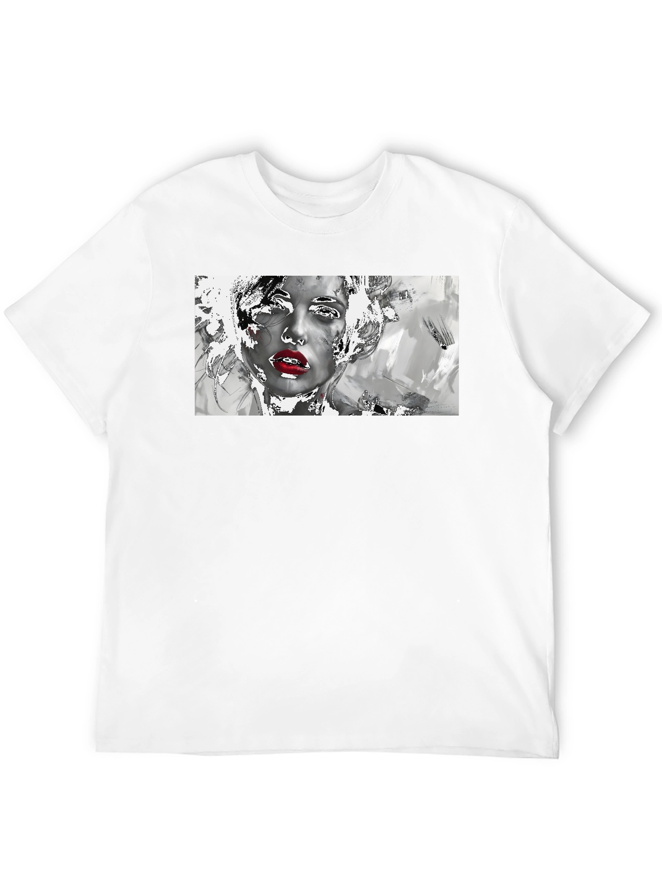 Camiseta Negra con Diseño Artístico de Mujer