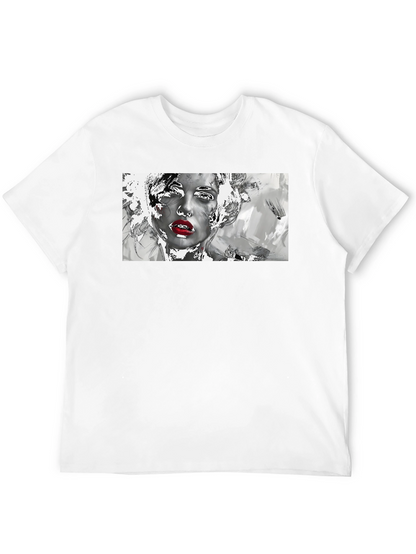 Camiseta Negra con Diseño Artístico de Mujer