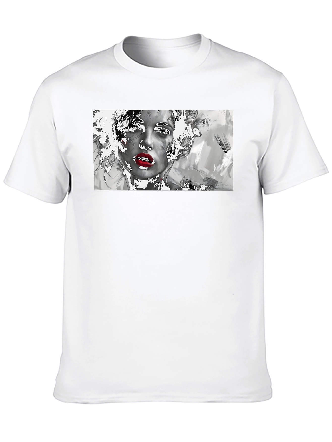 Camiseta Negra con Diseño Artístico de Mujer