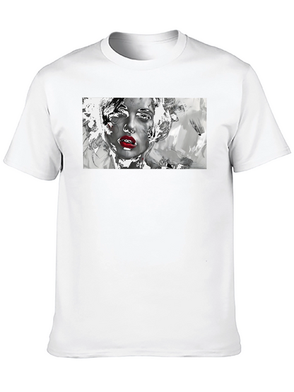 Camiseta Negra con Diseño Artístico de Mujer