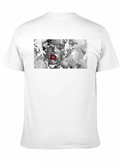 Camiseta Negra con Diseño Artístico de Mujer