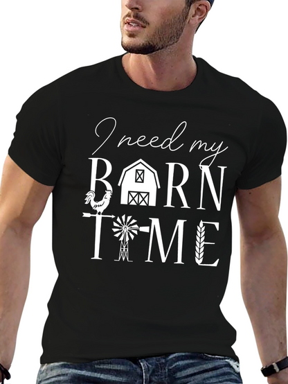 Camiseta Negra Tiempo de Granero para Amantes del Campo