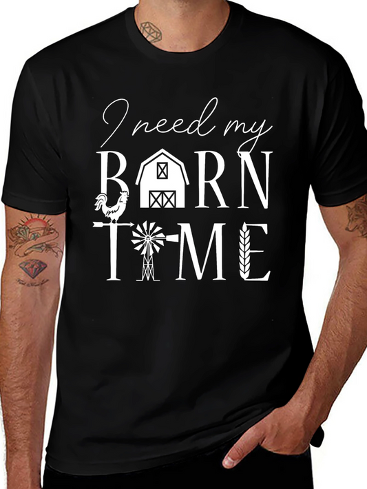 Camiseta Negra Tiempo de Granero para Amantes del Campo
