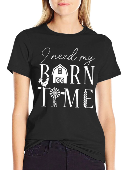 Camiseta Negra Tiempo de Granero para Amantes del Campo