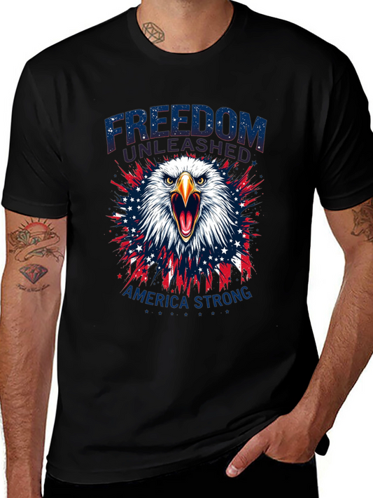 Camiseta Negra: Libertad y Fuerza Americana