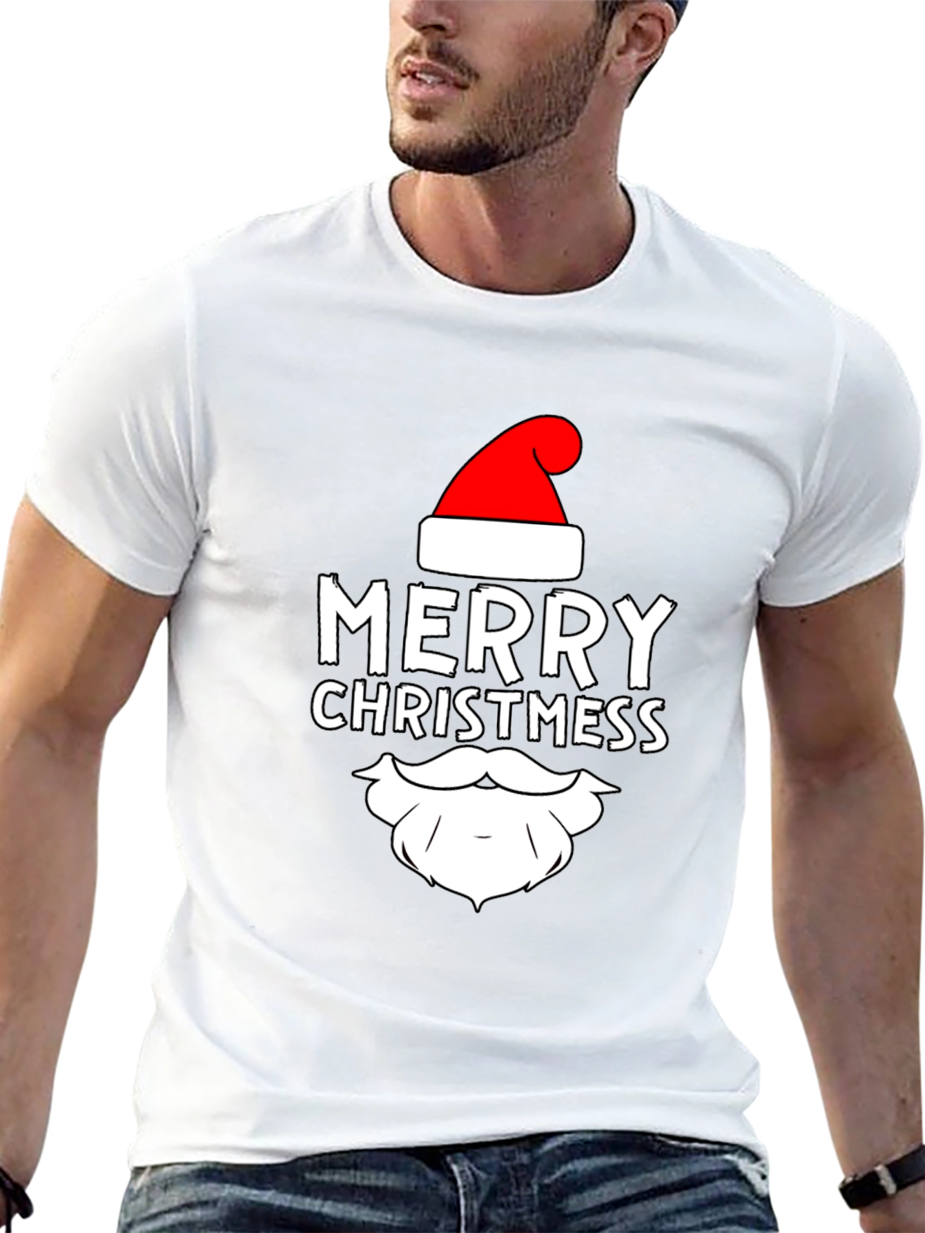 Camiseta Negra Navideña Merry Christmas para Hombre