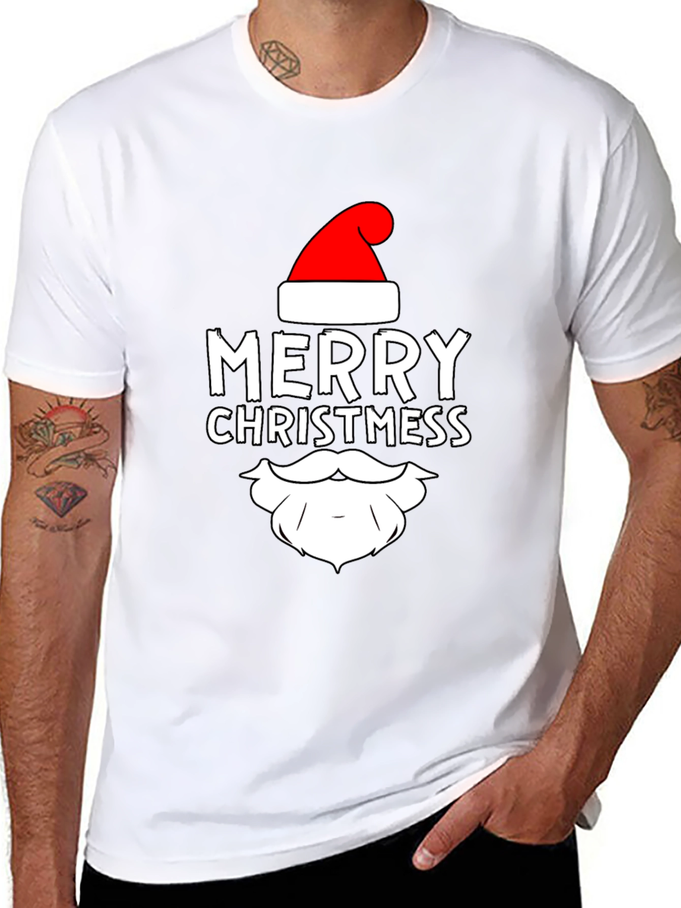 Camiseta Negra Navideña Merry Christmas para Hombre