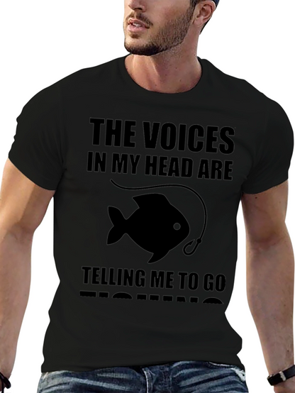 Camiseta Negra: Las Voces Me Dicen Pesca