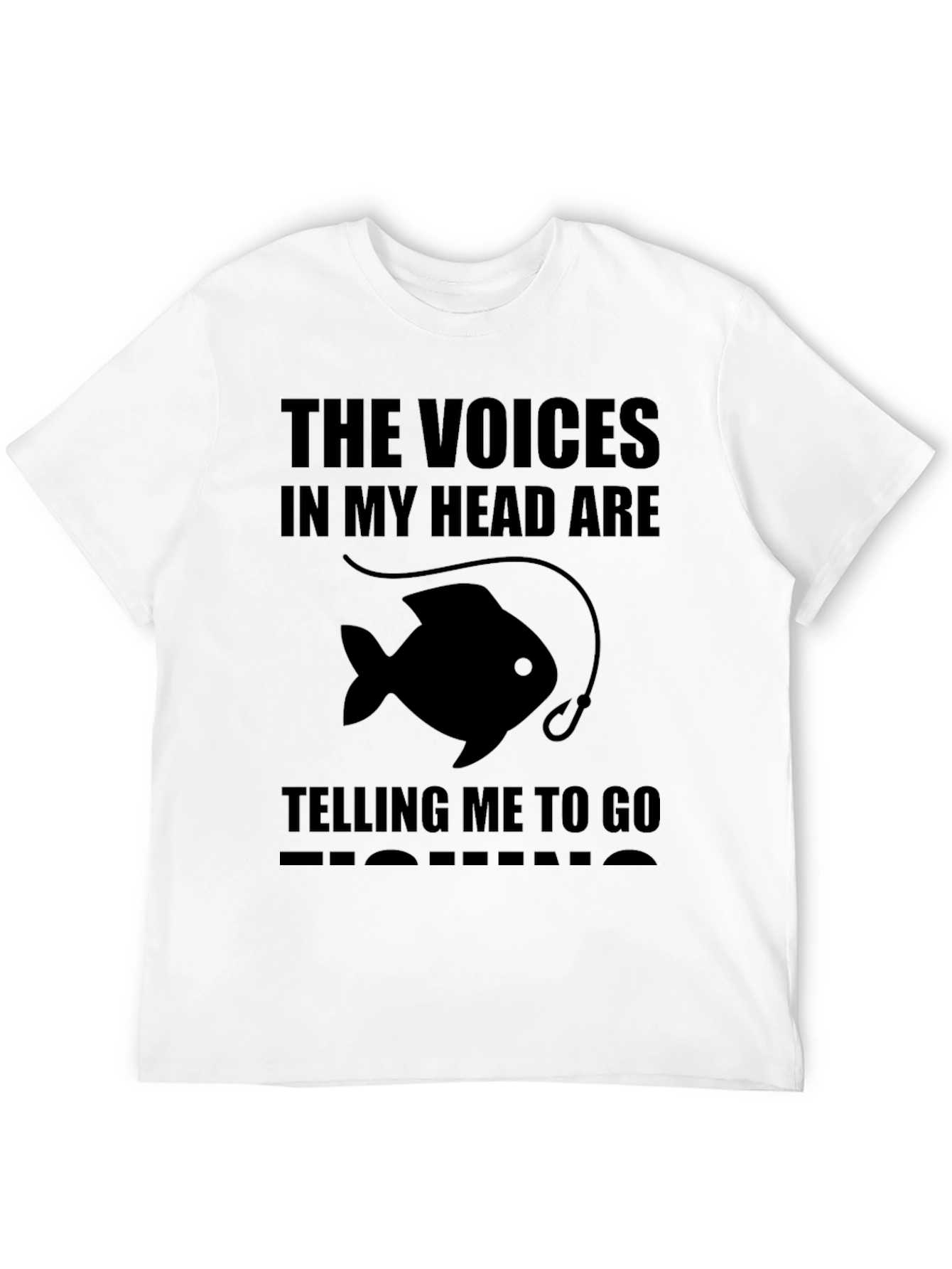 Camiseta Negra: Las Voces Me Dicen Pesca