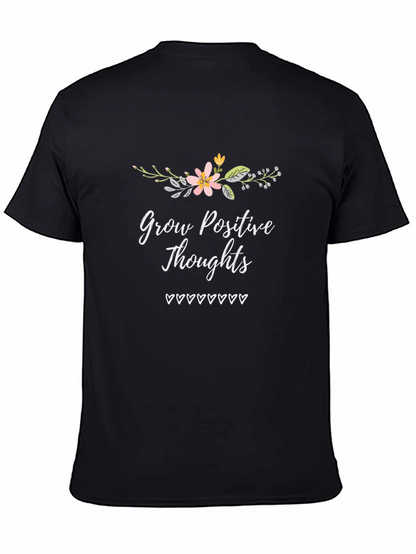 Camiseta Negra con Diseño Floral y Mensaje Positivo