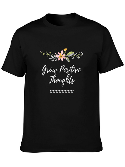 Camiseta Negra con Diseño Floral y Mensaje Positivo