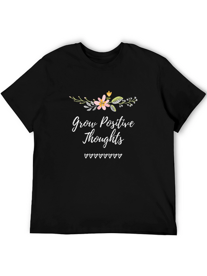 Camiseta Negra con Diseño Floral y Mensaje Positivo