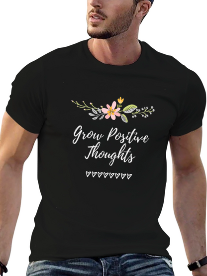 Camiseta Negra con Diseño Floral y Mensaje Positivo