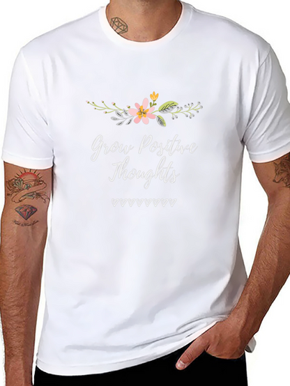 Camiseta Negra con Diseño Floral y Mensaje Positivo