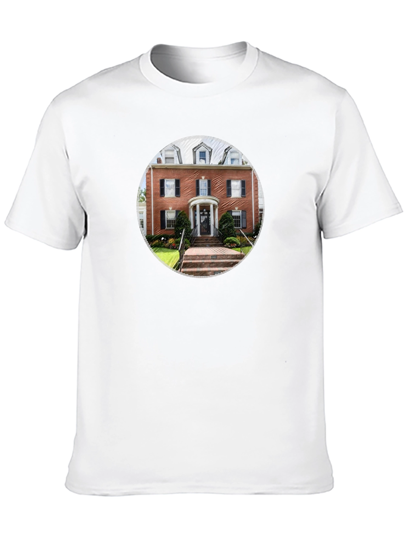 Camiseta Negra con Diseño de Mansión Elegante