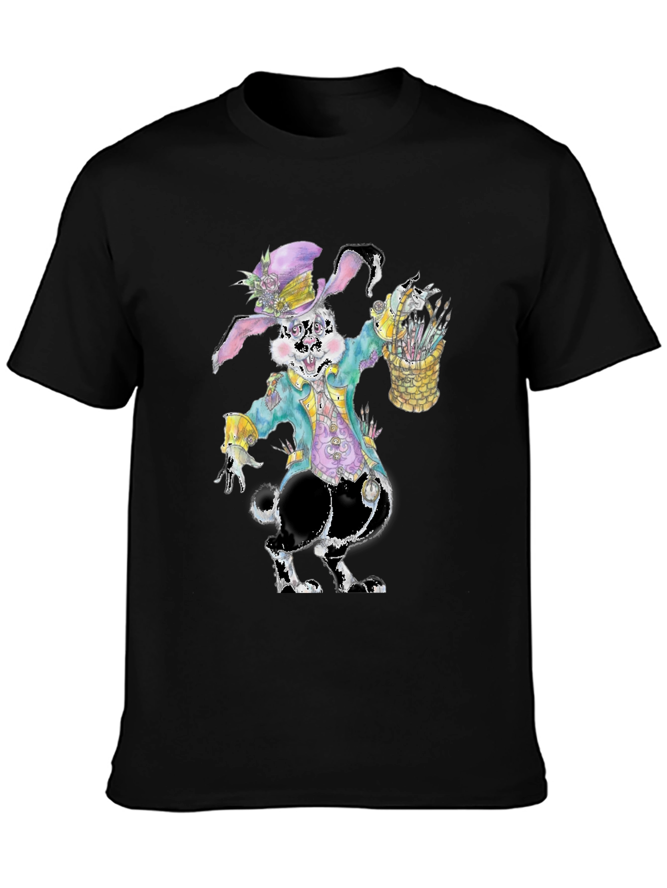 Camiseta con diseño de conejo pintor