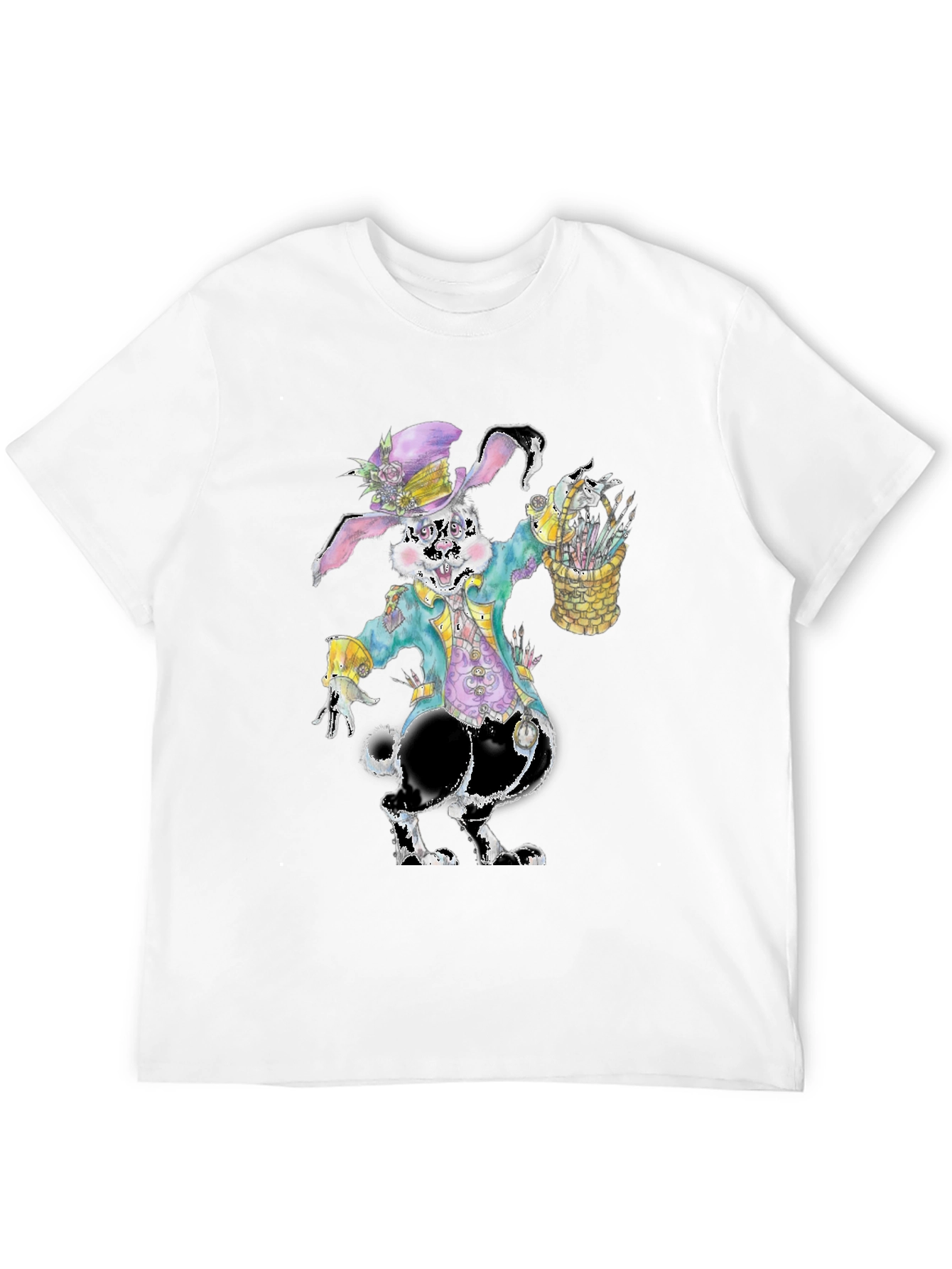 Camiseta con diseño de conejo pintor