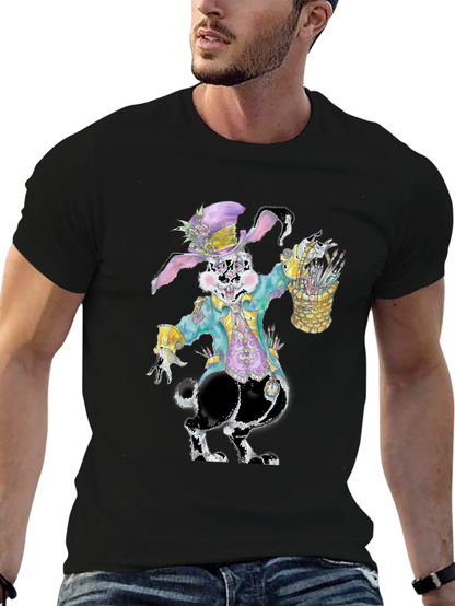 Camiseta con diseño de conejo pintor