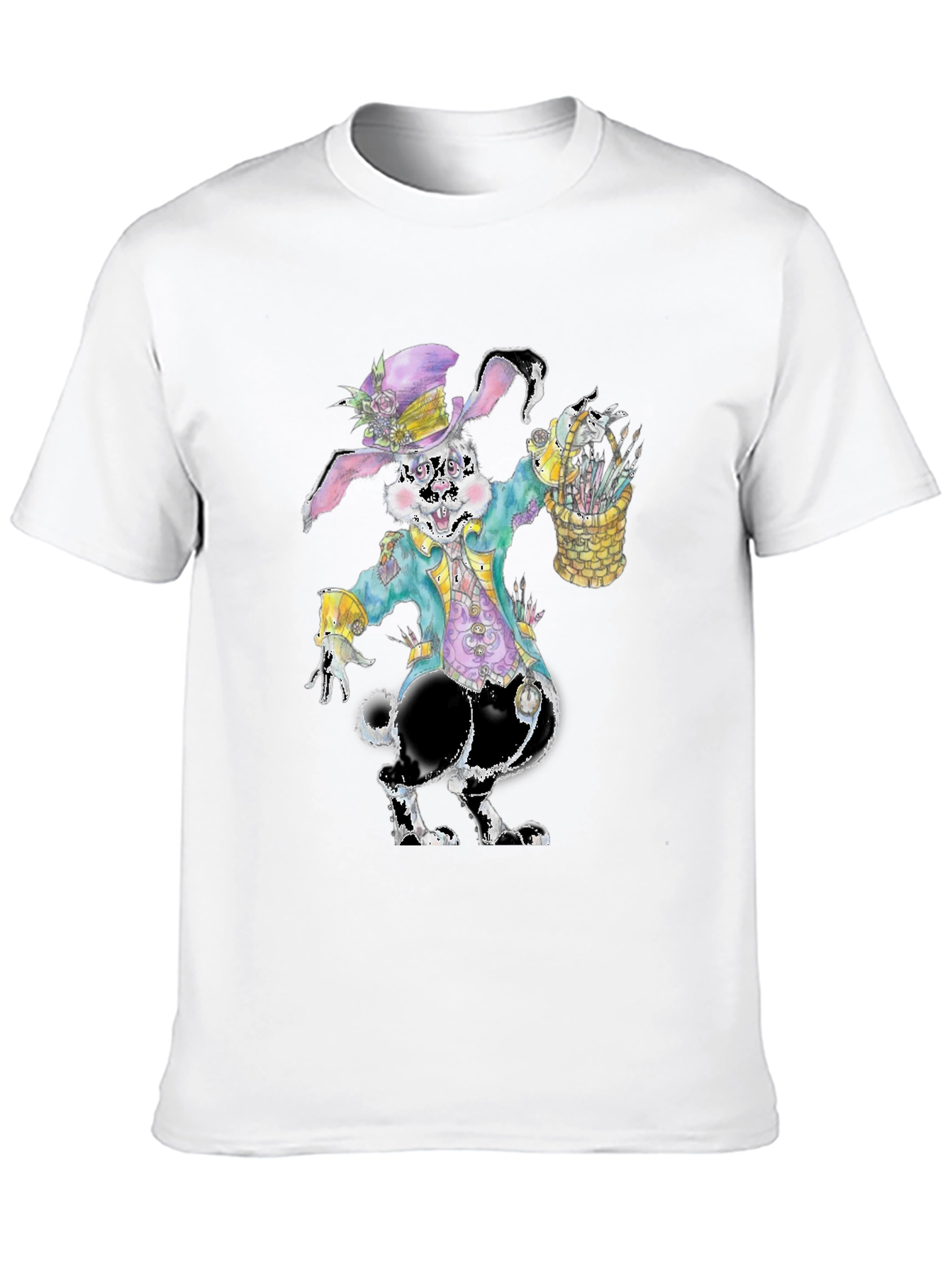 Camiseta con diseño de conejo pintor
