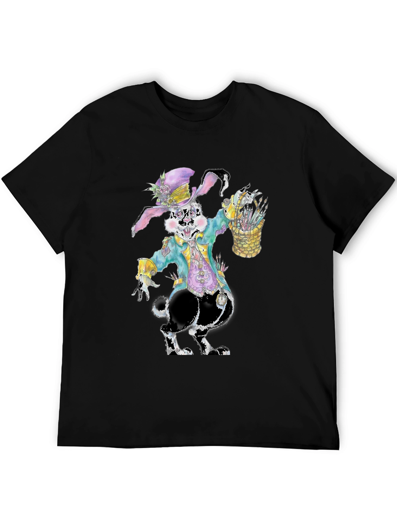 Camiseta con diseño de conejo pintor