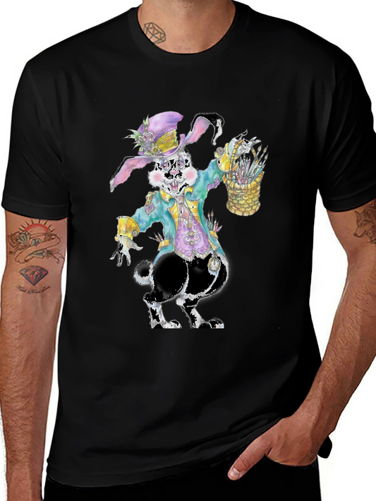 Camiseta con diseño de conejo pintor