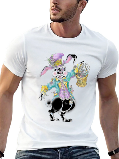 Camiseta con diseño de conejo pintor