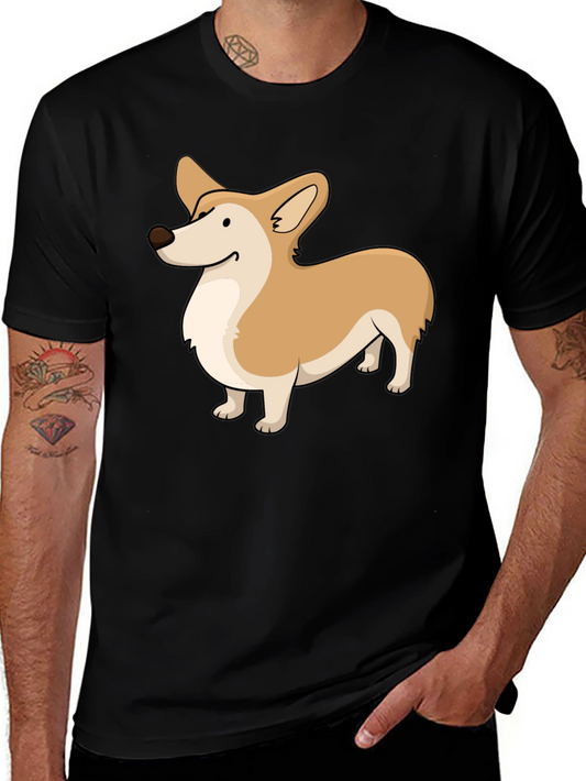 Camiseta Negra con Diseño de Corgi Adorable