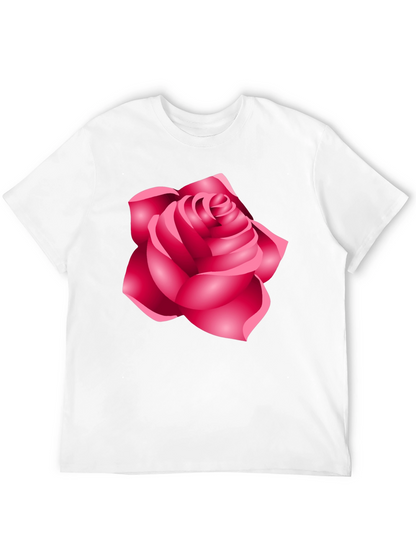 Camiseta Negra con Diseño de Rosa Femenina